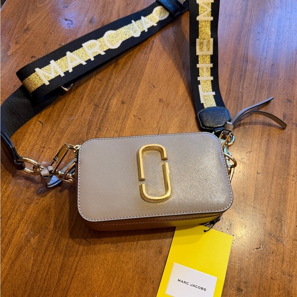 Marc Jacobs Taupe Crossbody Bag with Gold Accents